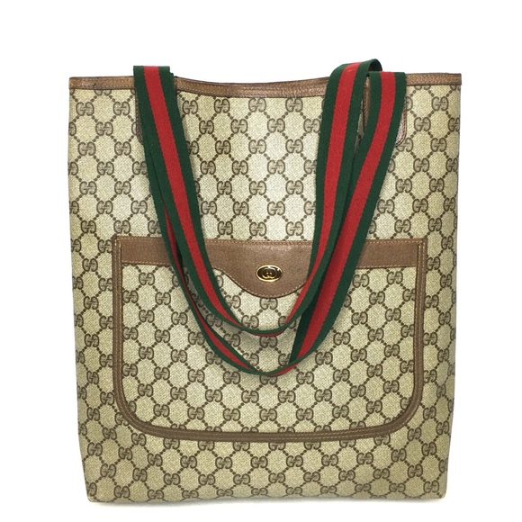 Gucci authentic brown monogram coated canvas tote bag - Picture 1 of 15